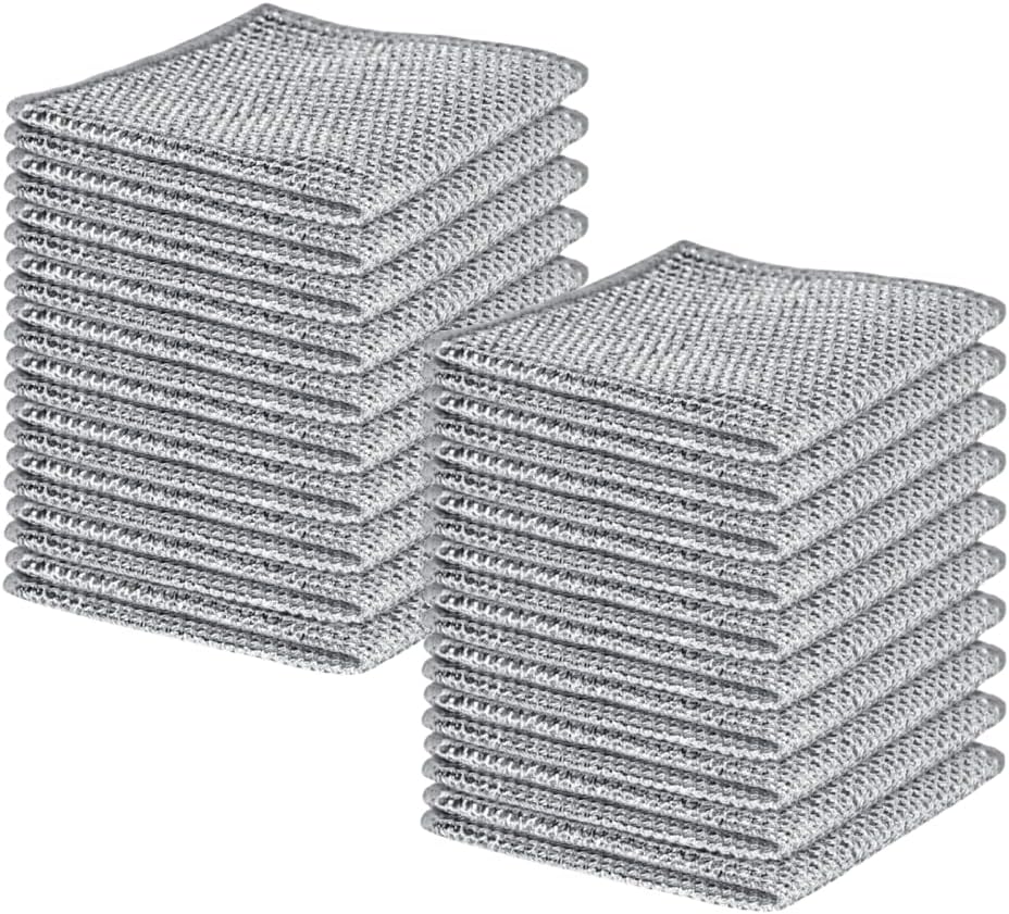 Packung Mit 20 Silberfarbenen Reinigungstüchern Aus Metalldraht, Multifunktionale, Nicht Scheuernde Küchentücher Aus Netzgewebe