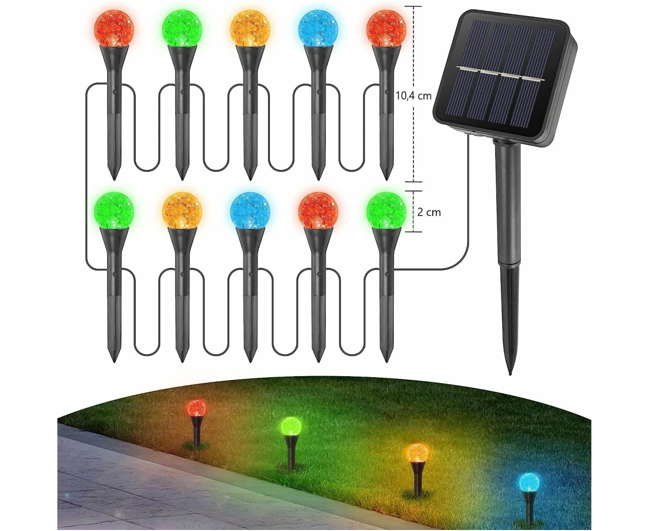 Set Mit 10 Solar-weihnachtslichtern Für Den Garten, Led-außenbeleuchtung Für Wege, Wasserdichte, Pflanzbare Lichtdekorationen