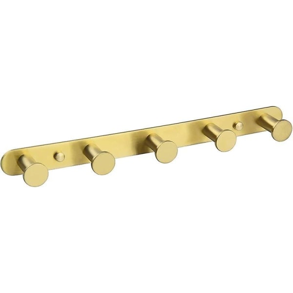 Handtuchhalter Aus Gebürstetem Gold Mit Haken, Wandstange Aus Edelstahl Sus304 Mit 5 Haken, Geeignet Für Küche Und Bad, Wandmontage – Gebürstetes Gold