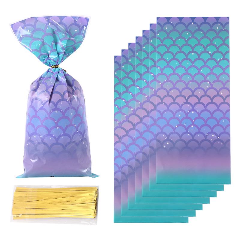 150 Geschenktüten Mit Lila Fischschuppenmuster, Flache Verpackung Für Süßigkeiten Und Kekse, Festliches Weihnachtsdesign