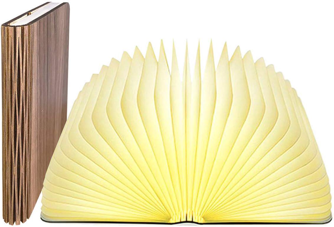 Große, Faltbare Nachttischlampe Aus Holz, Original-led-nachtlicht, Usb-wiederaufladbare Tischlampe Mit Großem Akku
