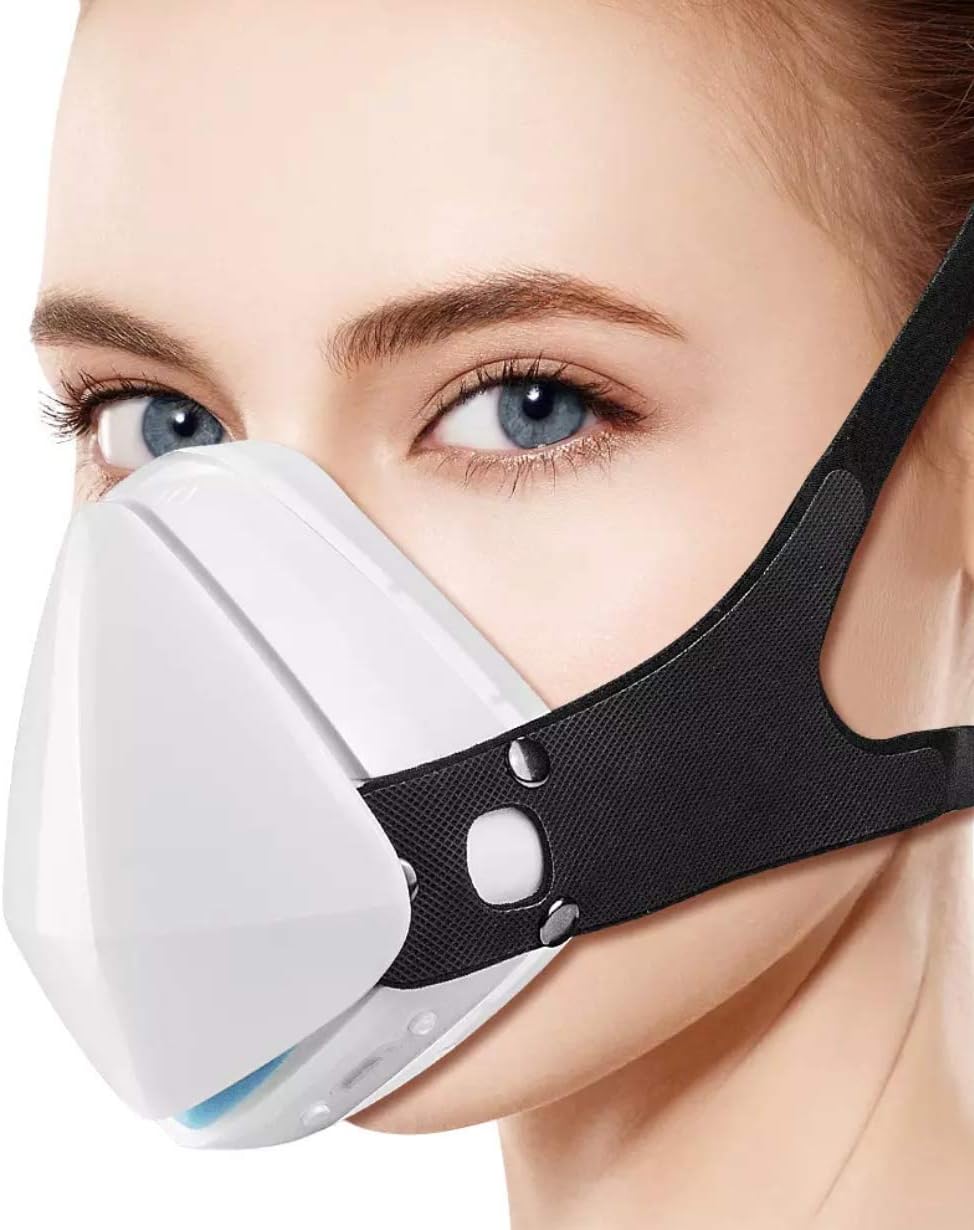 Minkurow Wiederaufladbare, Wiederverwendbare Elektrische Gesichtsmaske Mit Hepa-filter, Weißer Luftreiniger