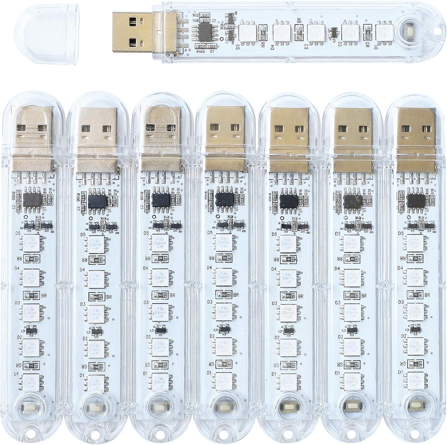 Mini-led-lichtleisten Mit Usb-anschluss Und Je 5 Leds, Für Powerbanks/tragbare Stromstationen (8er-set) (mehrfarbig)