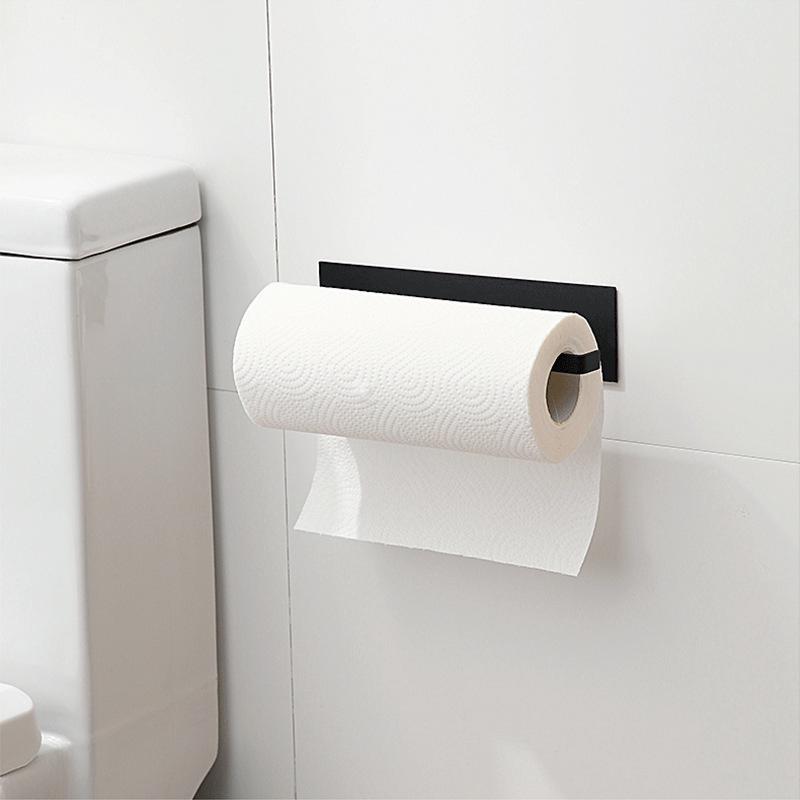 (schwarzer) Wandmontierter Küchenpapierhandtuchhalter, Selbstklebender Aluminium-papierhandtuchspender Ohne Bohren, Geeignet Für Bad Und Küche