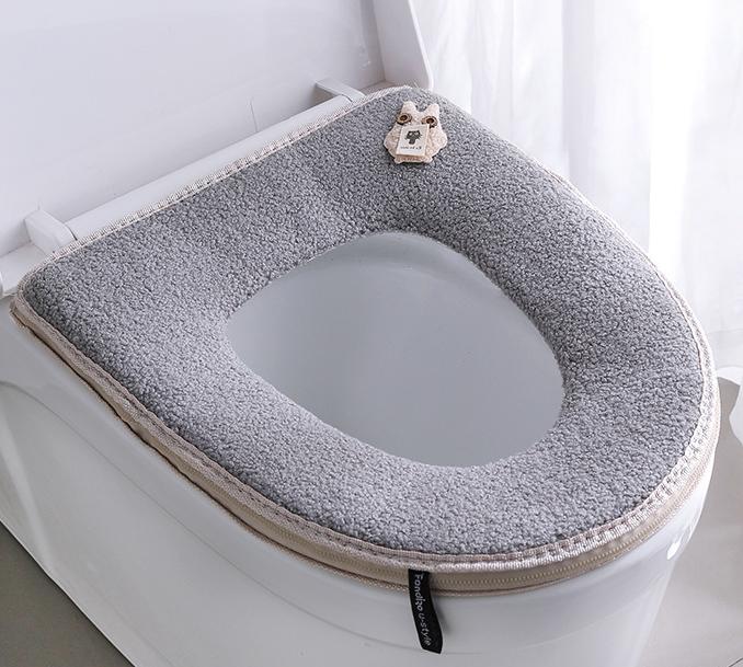 Grauer, Wasserdichter Toilettensitz, Universelles Toilettenkissen Mit Reißverschluss, Beheizte Polsterung Für Die Meisten Toiletten (ohne Aufkleber)
