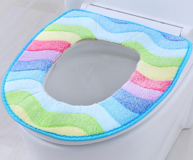 Dickes Und Weiches Blaues Toilettenkissen Mit Klettverschluss, Waschbar Und Wiederverwendbar, Premium-komfort-toilettensitz