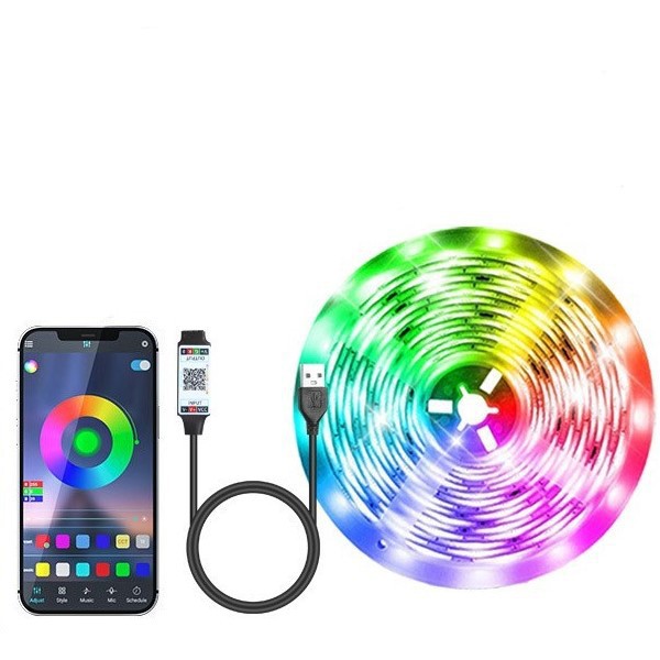 20 M Langer Bluetooth Rgb 5v Usb Led-streifen Mit 24-tasten-fernbedienung, Smart-tv-lichtleiste, Mehrfarbige Ambientebeleuchtung