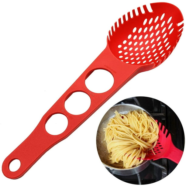 Antihaftbeschichteter Spaghettilöffel Aus Nylon, Pastagabel, Nudelsieb Mit Messbecher, Küchensiebkelle, Spülmaschinenfest, Große Größe