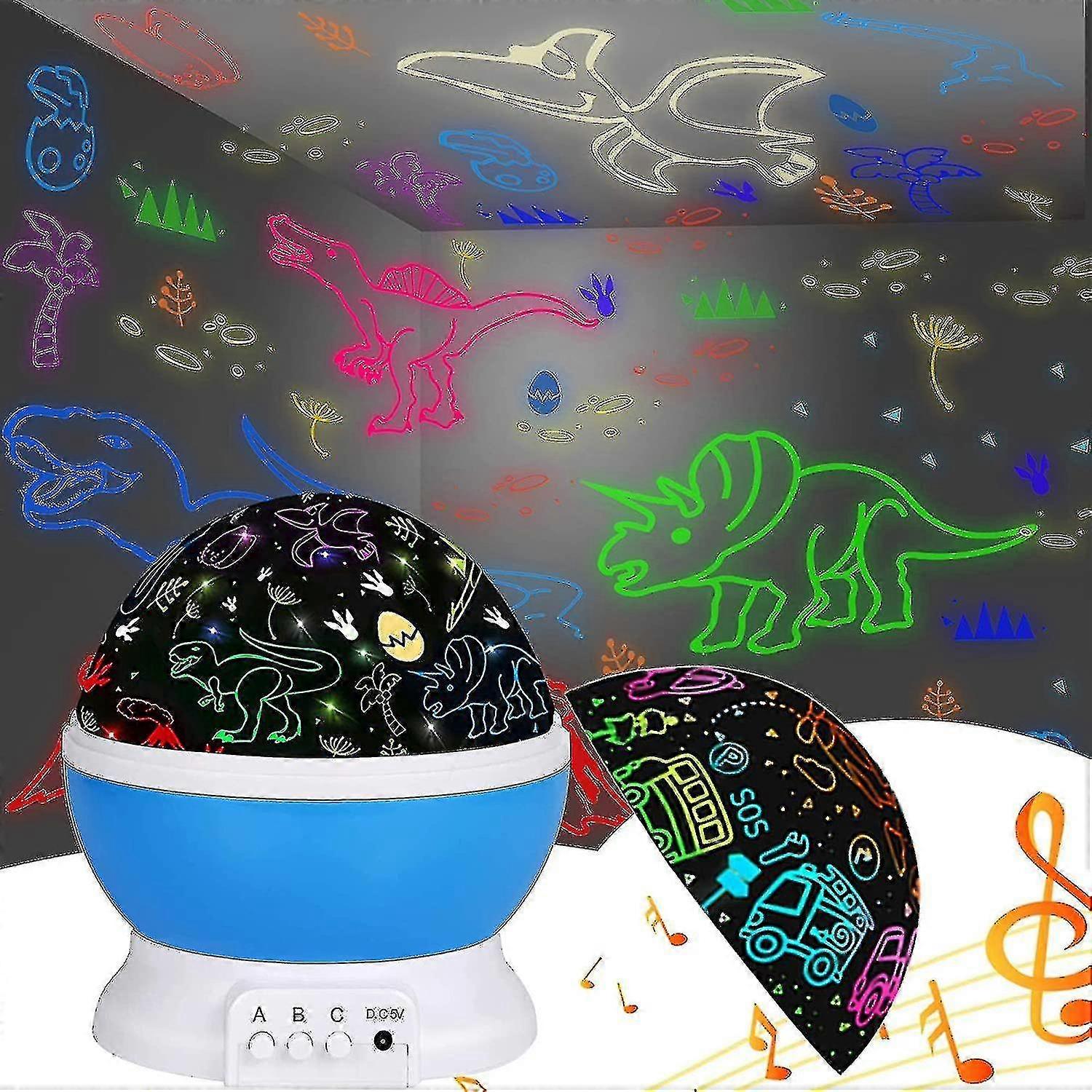 Dinosaurier-nachtlicht Für Kinder, Integrierter Lichtprojektor, 12 Schlaflieder, 360°-drehung, 16 Bunte Lichter Für Babys