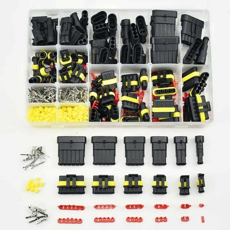 708-teiliges Set Wasserdichter Elektrischer Steckverbinder, 1/2/3/4/5/6-polige Wasserdichte Klemmenblöcke (stecker/buchse) Mit Aufbewahrungsbox