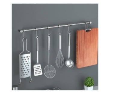 Küchenutensilienhalter Aus Edelstahl Zur Wandmontage, 40 Cm, Mit Haken Für Die Arbeitsplatte, Für Die Küche Zu Hause