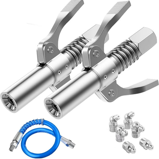 Hochdruck-selbstsicherungs-schmiernippel-adapterset, 1/8"-npt-anschluss, Kompatibel Mit Fettpressen, 10000 Psi