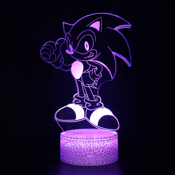 Sonic 3d-nachtlicht Mit Fernbedienung, Farbenfrohe Tischlampe, Geschenkidee, Schwarzer Sockel: Drei Farben Lc-1030