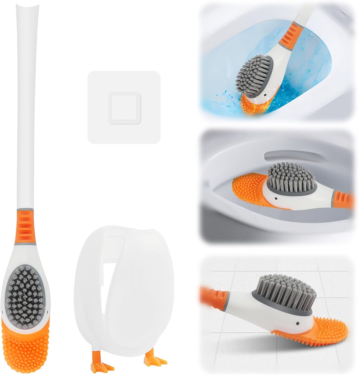 Niedliche Enten-toilettenbürste Aus Weichem Silikon, Flache Toilettenbürste Mit Halter, Badezimmer-reinigungsaccessoire