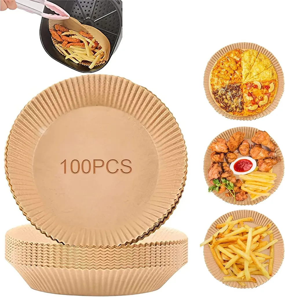 Rundes Backpapier Für Heißluftfritteusen, 100 Einweg-backbleche Mit Antihaftbeschichtung, Pergamentpapier Für Fritteuse, Backblech Und Backofen (7,8 Zoll)
