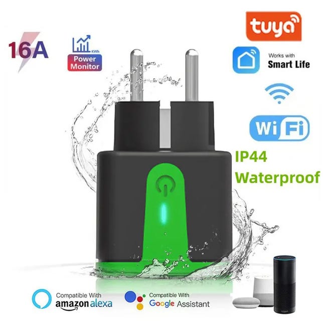16a Ip66 Wlan-smart-steckdose Für Den Garten, Fernsteuerung Und Energieüberwachung, Kompatibel Mit Tuya Smart Life Und Alexa