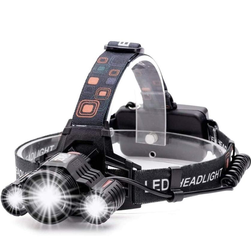 Wiederaufladbare Led-stirnlampe, Leistungsstarker Scheinwerfer Mit 3 Cree Xml-t6 Leds, 4 Leuchtmodi, Wasserdicht Und Zoombar, Inklusive Usb-kabel Und 2 Batterien Für Camping, Angeln Und Jagen