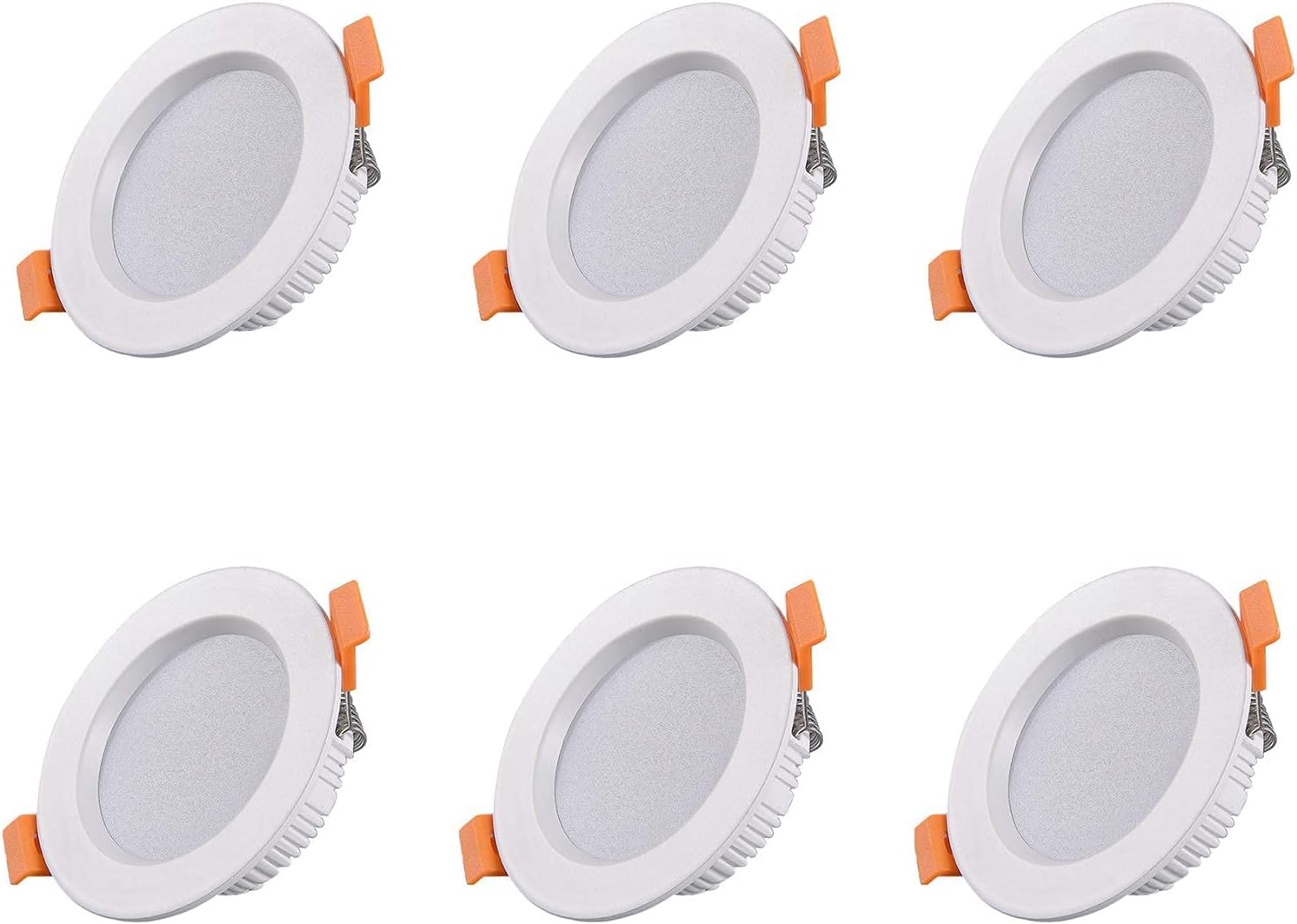 Groofoo 6er-pack Einbau-led-spots, Extraflache Led-deckenleuchte, 500 Lumen, Ac 220-240v, Ip44, 7w, 70-85mm, 4000k Neutralweiß [klasse A]