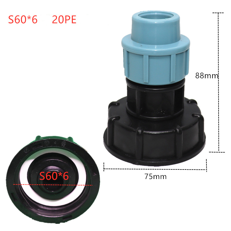 Ibc-tankanschluss S60x6 – Gewindeadapter Für Wasserschlauch, 20 Mm Gerader Auslass