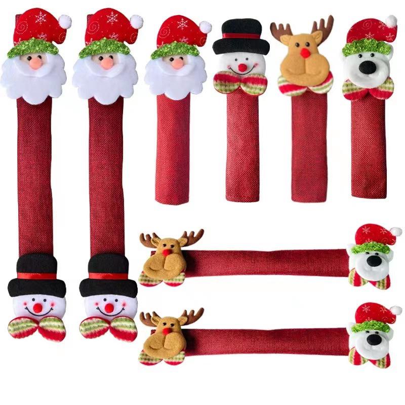 Set Mit 8 Weihnachtlichen Kühlschranktürgriffen, Mikrowellen- Und Geschirrspülergriffschützern, Elektrische Kücheninnendekoration.