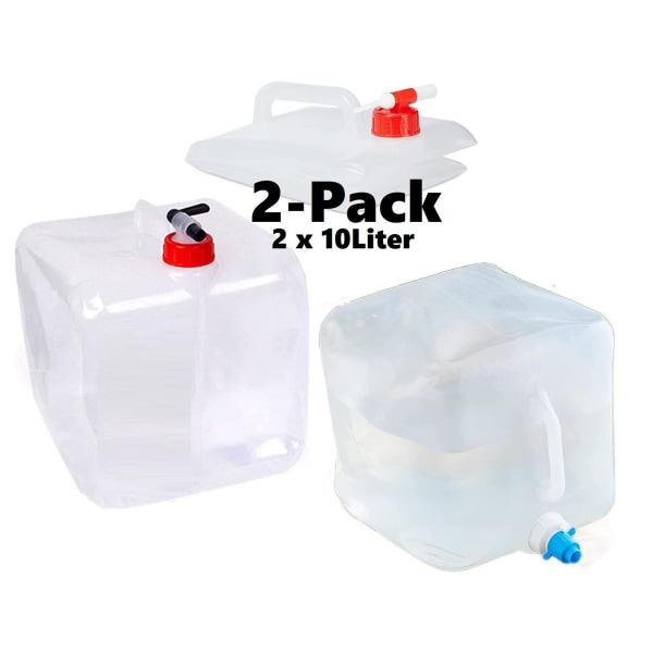 Set Aus 2 Tragbaren, Faltbaren 10-liter-wasserkanistern Mit Zapfhahn