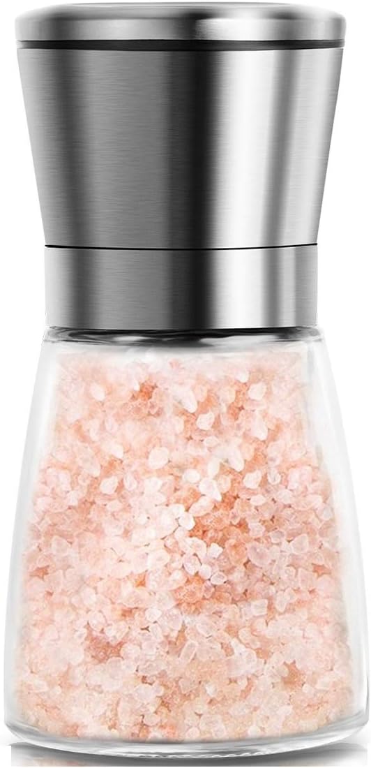 Professionelle Manuelle Salz- Und Pfeffermühle, 170 Ml Nachfüllbares Glas-gewürzmahlwerk, Keramikklinge, Edelstahldeckel, Mahlgrad Einstellbar