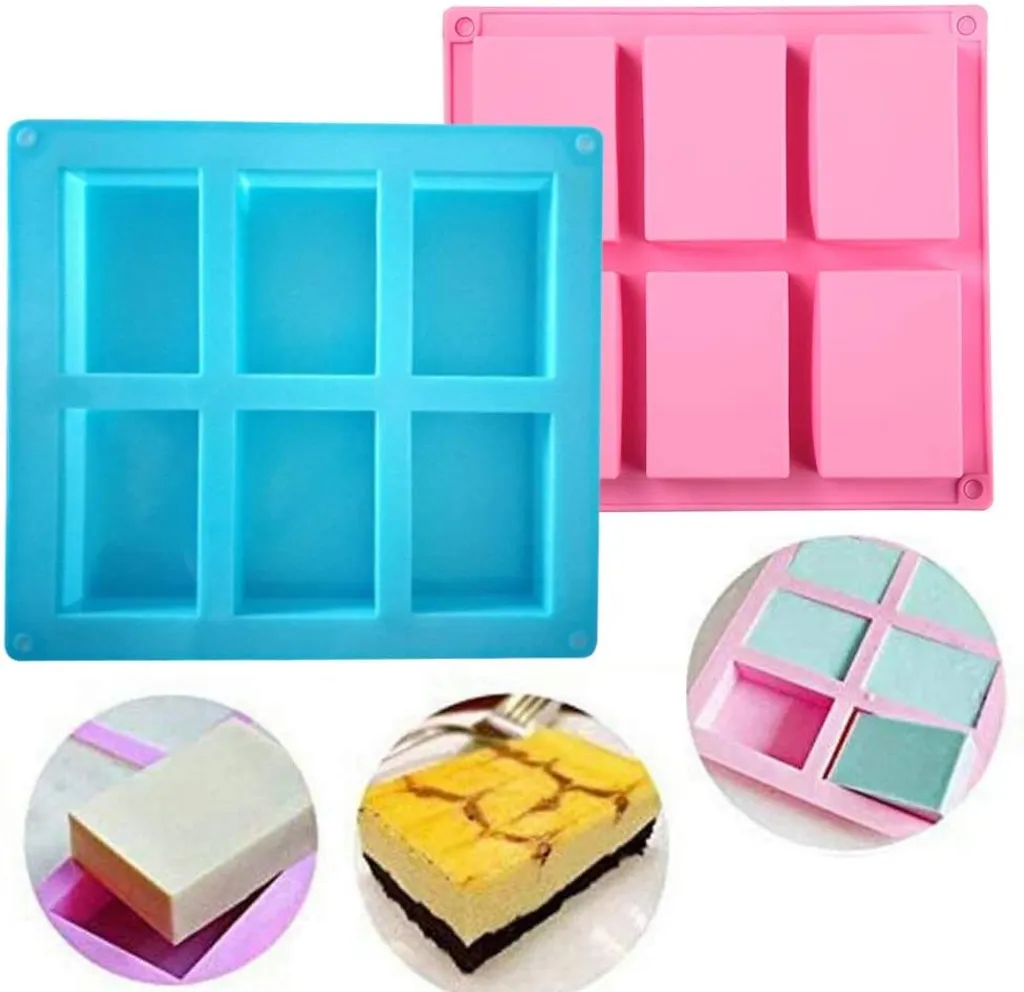 Silikonformen, Set Mit 2 Rechteckigen Seifenformen, 6 Mulden, Zur Herstellung Von Seife, Muffins, Kuchen, Schokolade Und Keksen