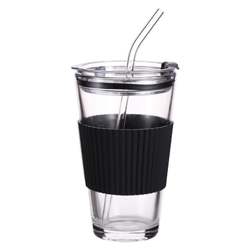450-ml-kaffeebecher, Milchbecher, Teetasse, Trinkglas, Becher Mit Strohhalm, Becher Mit Deckel, Getränkebecher Mit Schwarzem Becherhalter