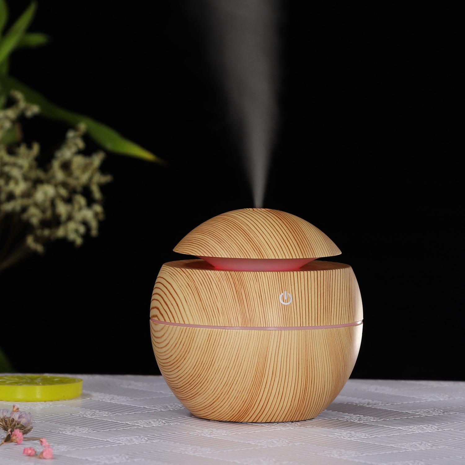 Mini-aroma-diffusor 130 Ml, 5v Usb-ultraschall-luftbefeuchter, Farbenfrohes Holzdesign, Kompakter Aromanebel-diffusor