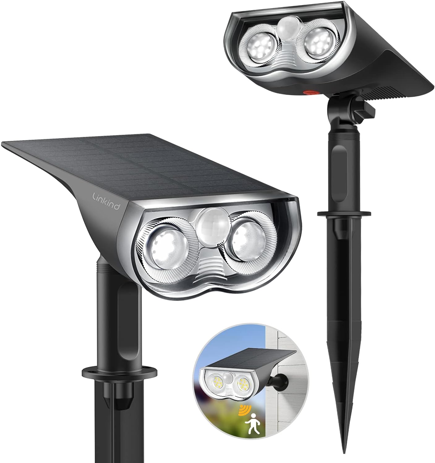 Solarbetriebener Außenstrahler Mit Bewegungsmelder, 800 Lm, Kaltweiße Led-lampe Für Garten, Einfahrt Und Wege