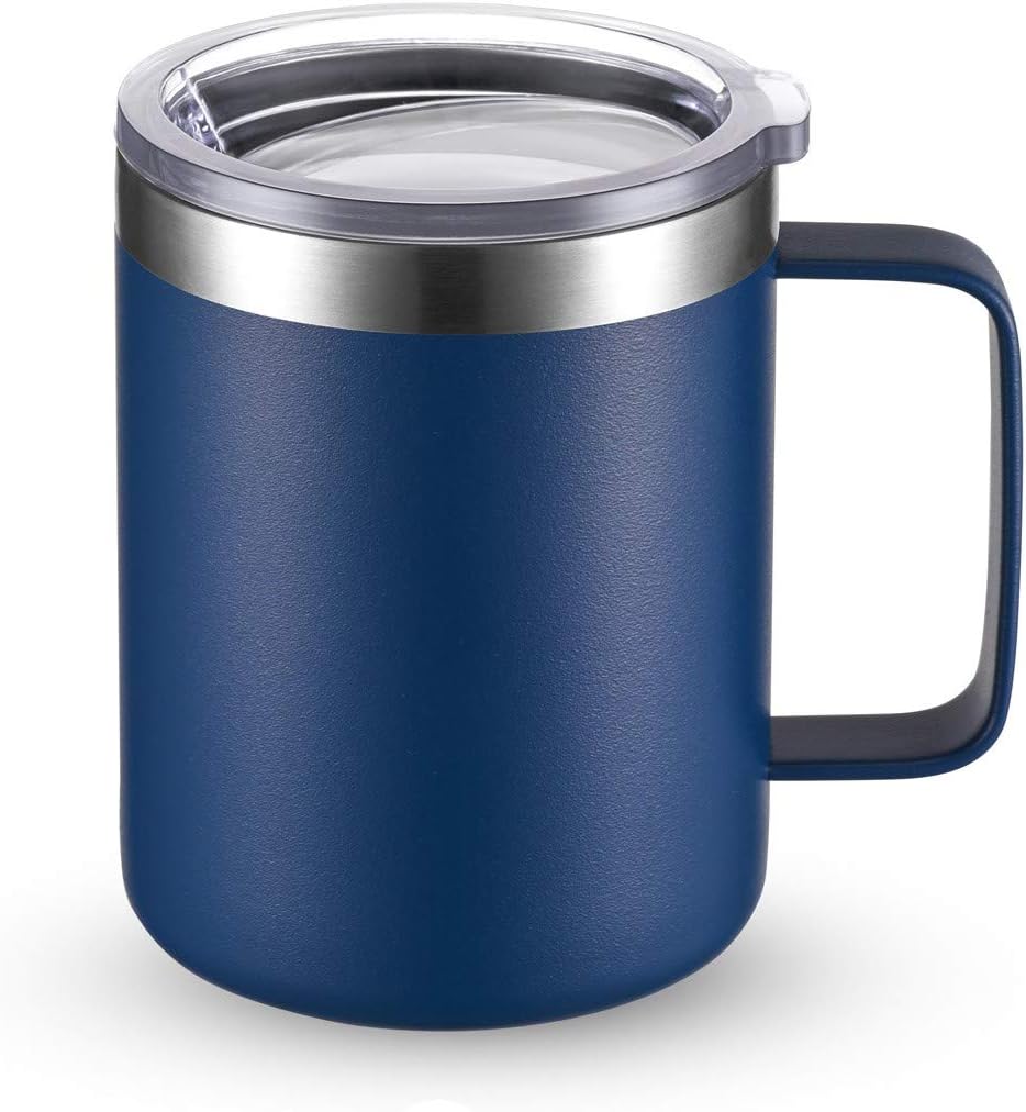Kaffeetasse Aus Edelstahl Mit Henkel, 340,2 G (ca. 12 Oz) (marineblau, 1 Stück)