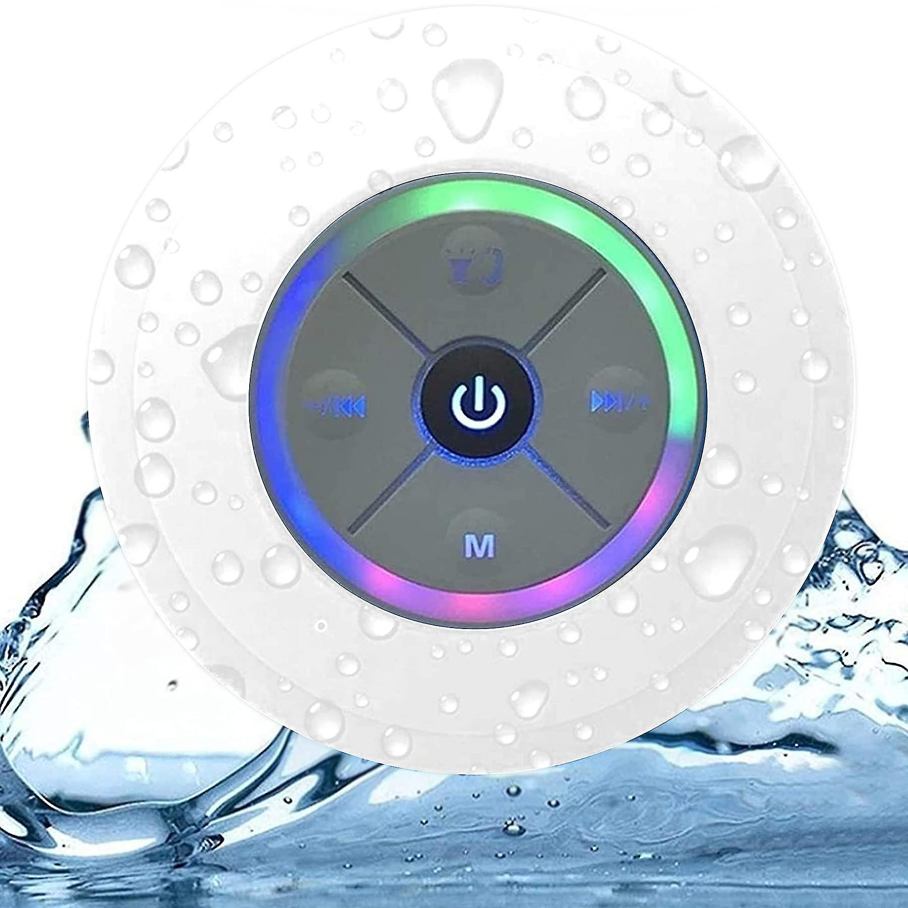Mehrfarbiger Led-bluetooth-duschlautsprecher Mit Fm-radio Und Starkem Saugnapf, Ipx5 Wasserdichter Tragbarer Lautsprecher