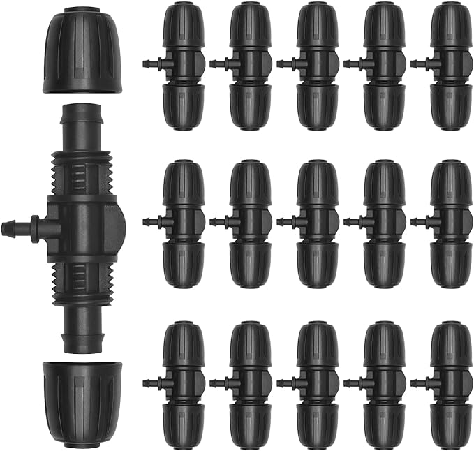 15-teiliges Bewässerungsschlauch-anschlussset, T-stück Mit Nut, Tropfbewässerungssystem, Kompatibel Mit Schläuchen Von 1/2" Bis 1/4