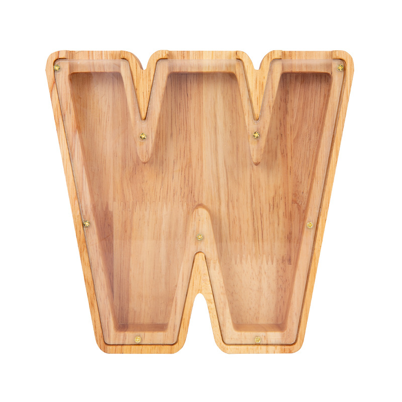 Kreative, Buchstabenförmige Spardose Aus Holz, Transparentes Sparschwein
