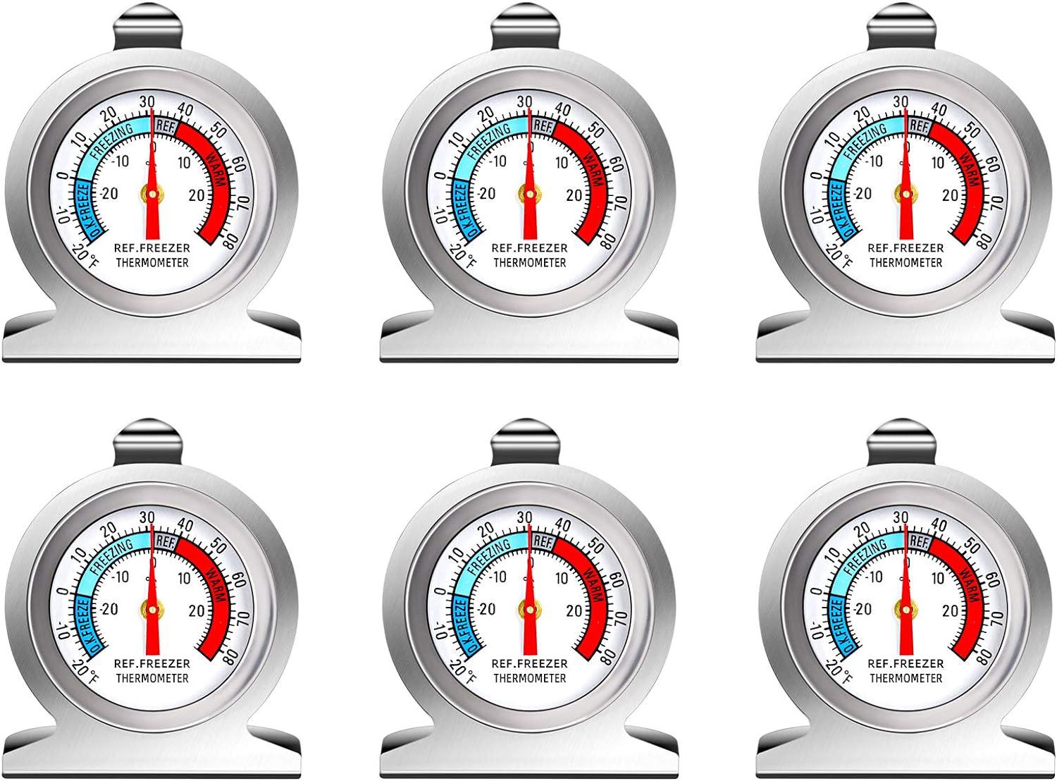 Große Edelstahl-kühlschrankthermometer Mit Großem Zifferblatt Für Gefrierschrank Und Kühlbox, Inklusive Aufhängehaken Und Ständer