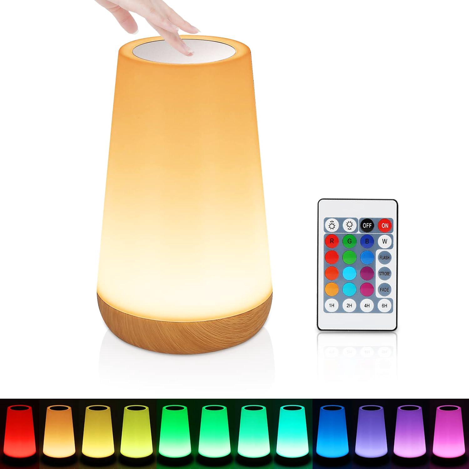 Mehrfarbiges Led-nachtlicht – 13-farbige Nachttischlampe, Usb-aufladbar, Fernbedienung Und Touch-steuerung, Einstellbare Helligkeit, Dimmbares Rgb Für Schlafzimmer, Babyzimmer, Wohnzimmer
