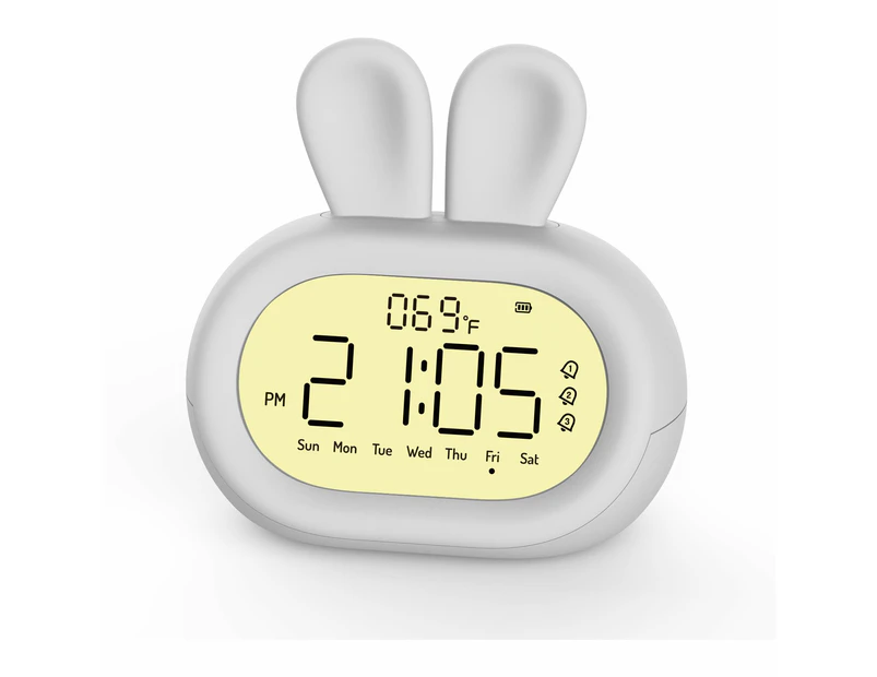 Niedlicher Digitaler Wecker In Hasenform Für Kinder Mit Wochenmodus, Schlummerfunktion, Einstellbarem Nachtlicht, Einstellbarer Lautstärke, Thermometer Und Dreifachalarm