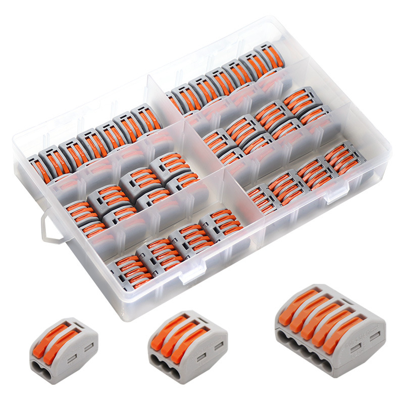 60 Elektrische Hebelklemmen, 30 X 2-adrig, 20 X 3-adrig, 10 X 5-adrig, Schraubenlose Schnellverbinder