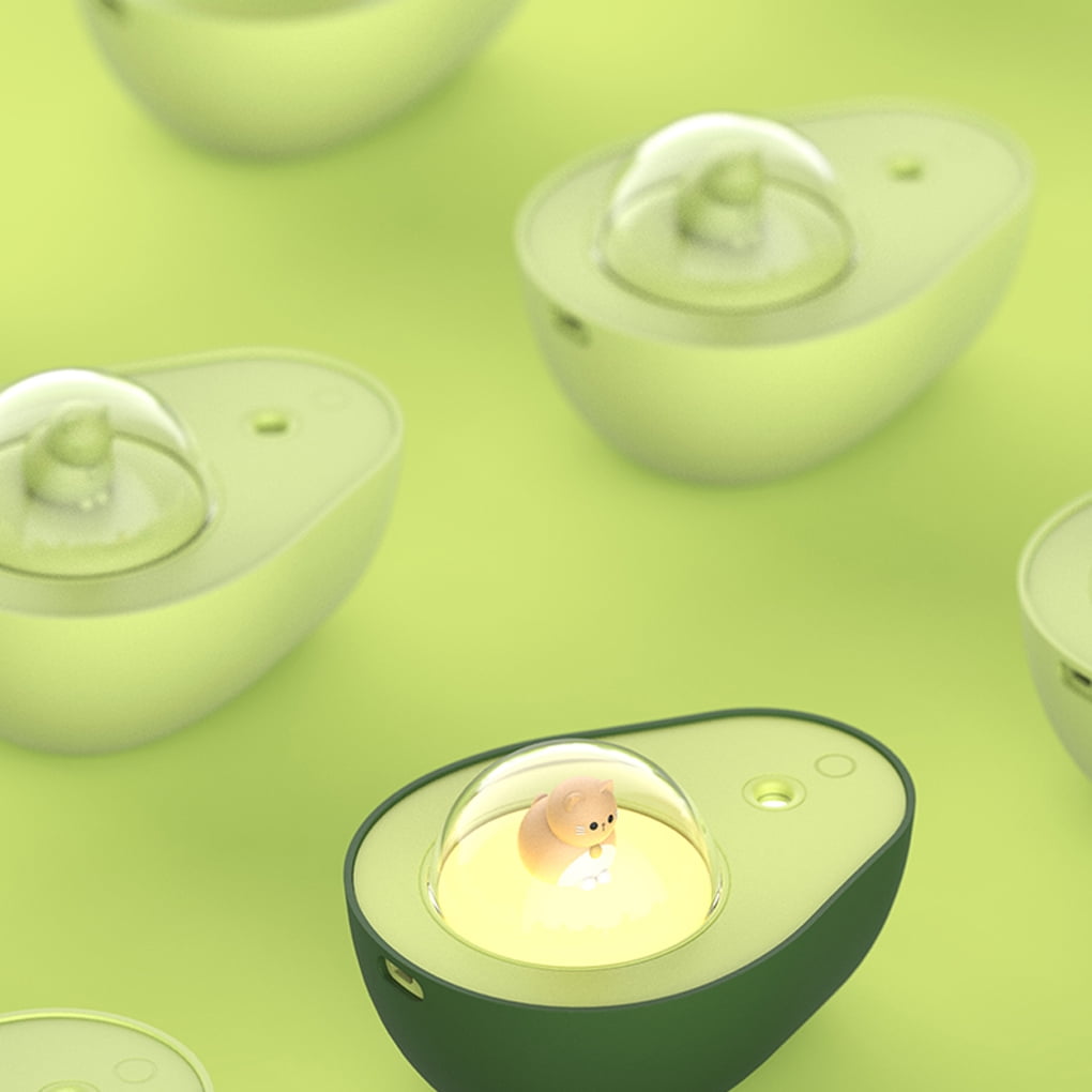 Mini-luftbefeuchter (210 Ml), Wiederaufladbar (1200 Mah), Niedliche Avocado-form, Ultraschall-diffusor Für Ätherische Öle Mit Nachtlicht Für Den Schreibtisch