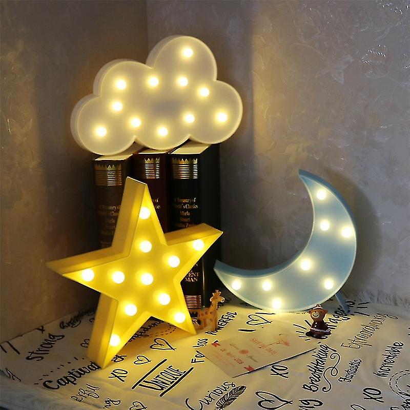 3d-led-nachtlicht Für Kinder Mit Wolken-, Sternen- Und Mondmotiv – Babygeschenk