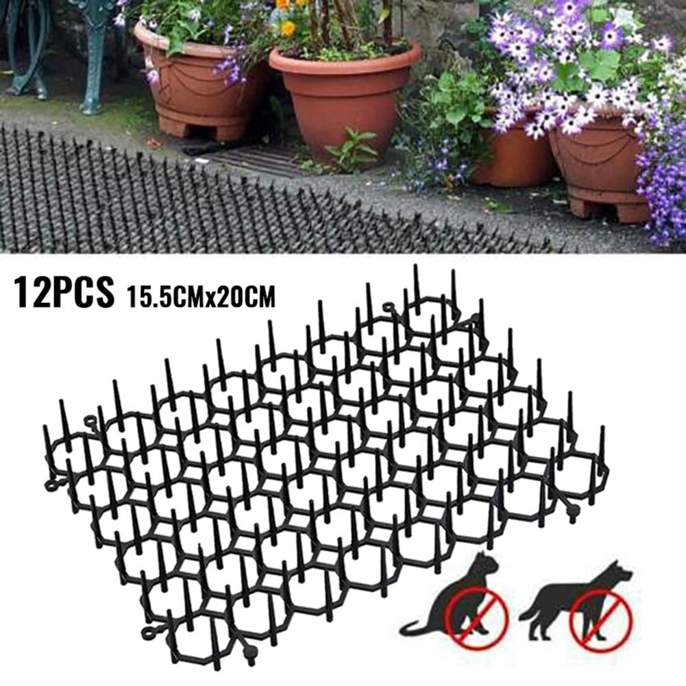 Set Mit 12 Katzenabwehrmatten Mit Spikes Für Gärten, Hält Tiere Fern Und Schützt Vor Katzen.