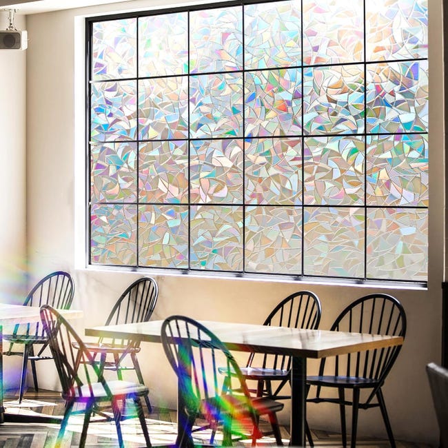 Schimmernde, Mattierte, Statisch Haftende Fensterfolie: Regenbogenfarbene Fensterfolienrolle, Sichtschutz (90 X 300 Cm)