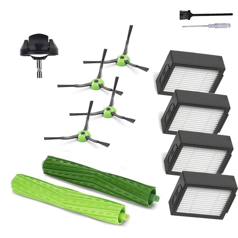 Kompatible Ersatzteile Für Irobot Roomba Serie J7 I7 I6 I3 I4 I2 I5 I8 I1+/plus E5 E6 Iej: 1 Gummiwalze, 1 Vorderrad, 4 Filter, 4 Schwarze Seitenbürsten