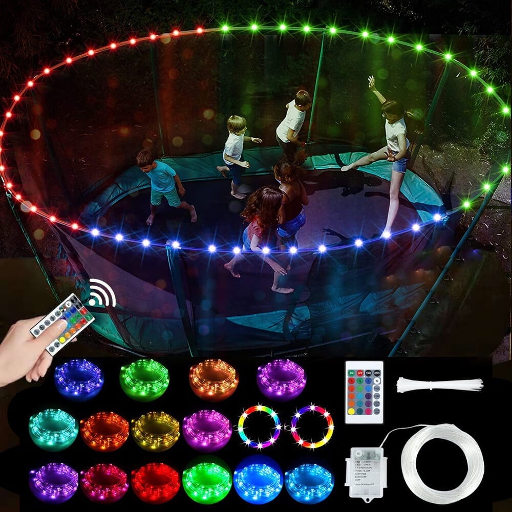 Led-trampolinstreifen Mit Fernbedienung, 16 Farben, Wasserdicht, Einfach Zu Installieren, Stoßfest, Ultrahell Für Nächtliches Spielen Im Freien, 12 M