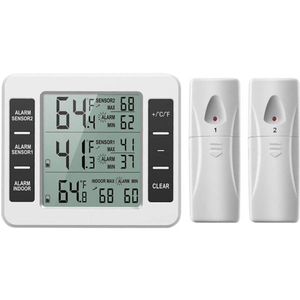Kabelloses Innen-/außenthermometer Mit Alarm Für Kühlschrank Und Gefrierschrank, 1er- Oder 2er-packung