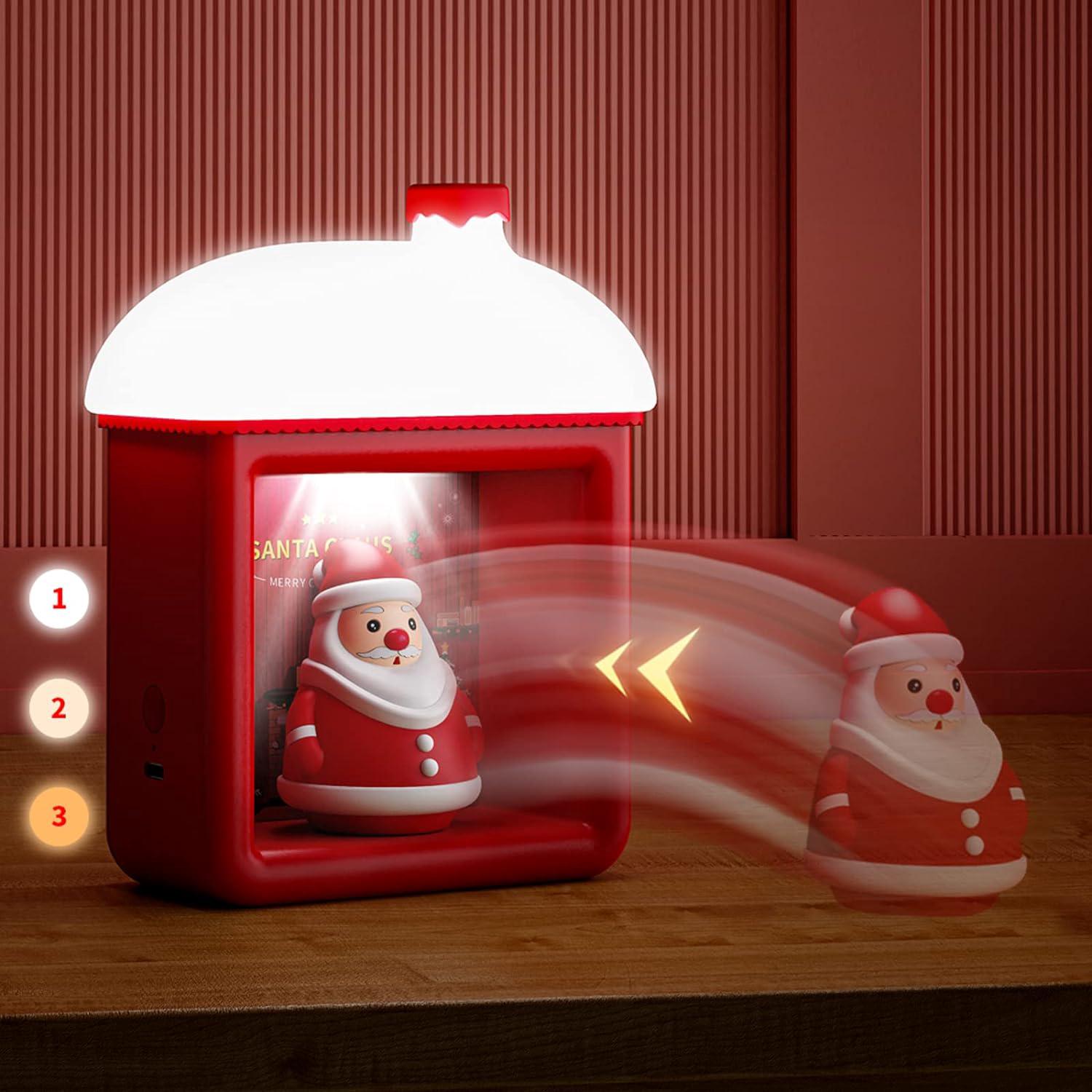 Nachtlicht Für Kinder, Nachttischlampe Mit Usb-anschluss, Beleuchtetes Haus Mit 3d-weihnachtsmannfigur, 3 Helligkeitsstufen, Magnetschalter, Wiederaufladbares Nachtlicht, Babyzimmerdekoration