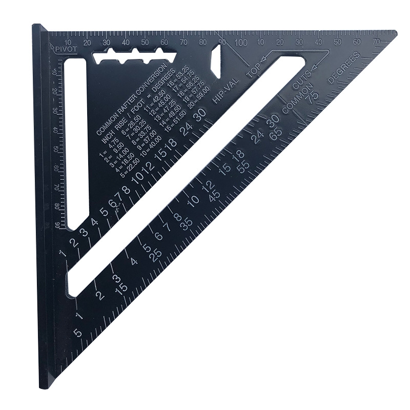 Rhafayre Zimmermannswinkelmesser, Professioneller Zollwinkel, Hochpräziser Winkelmesser, Messwerkzeug Aus Einer Legierung Für Zimmerleute, 7 Zoll, Schwarz