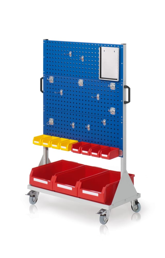 Kappes RasterMobil® mobiler Arbeitsplatzschrank Größe 4 1580x1000x500mm 6 Lochplatten 31-teilig enzianblau