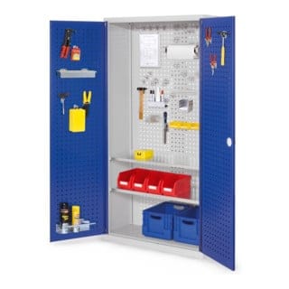 Kappes ®RasterPlan Werkzeugschrank 1950x1000m Modell 5 Tiefe 410mm Lochplattentüren enzianblau