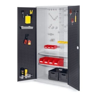 Kappes ®RasterPlan Werkzeugschrank 1950x1000m Modell 5 Tiefe 500mm Lochplattentüren anthrazitgrau